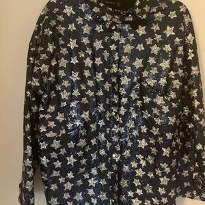 Zara navy and Silver sequin Star Jacket